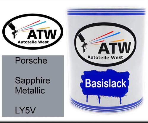 Porsche, Sapphire Metallic, LY5V: 1L Lackdose, von ATW Autoteile West.